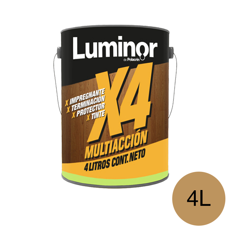 Impregnante protector madera Luminor x4 Multiaccion exterior interior transparente satinado lata x 4l
