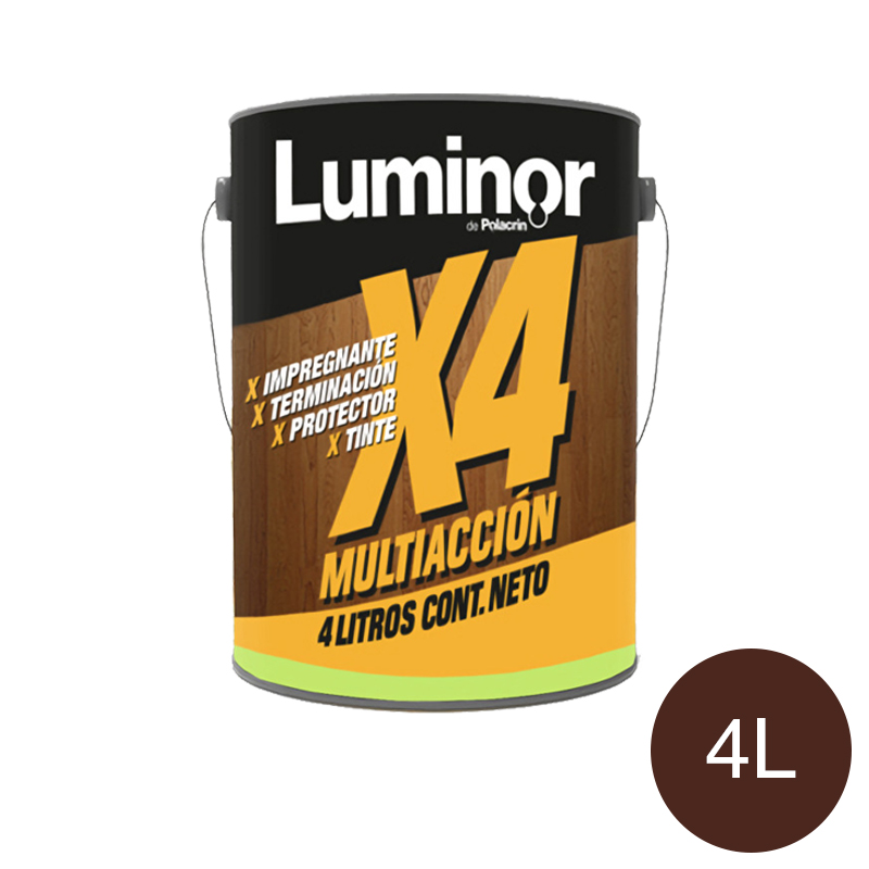 Impregnante protector madera Luminor x4 Multiaccion exterior interior caoba satinado lata x 4l
