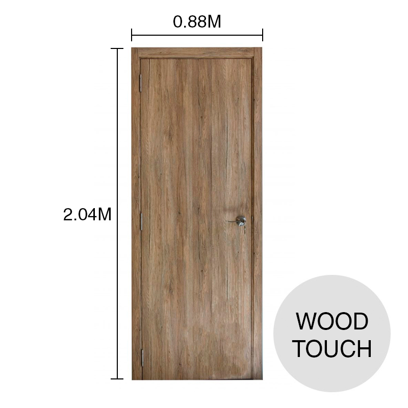 Puerta interior izquierda 80 Wood Touch rustica marco chapa 888mm x 2.04m