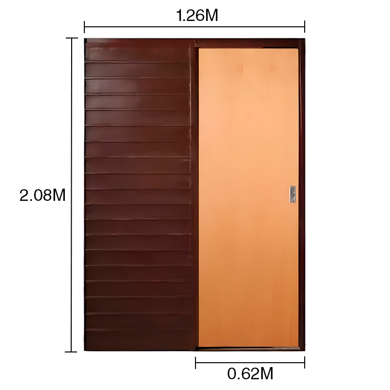 Puerta embutir 60 Enchapada MDF cedro marco chapa 100mm - 1.26m x 2.08m