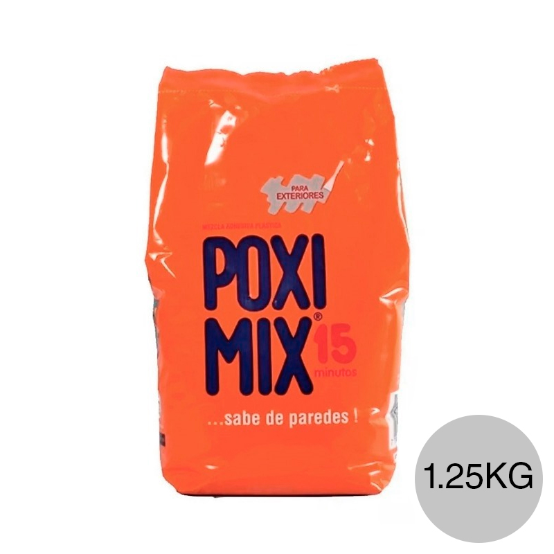 Mezcla adhesiva selladora cemento Poxi-Mix 15 minutos exterior bolsa x 1.25kg