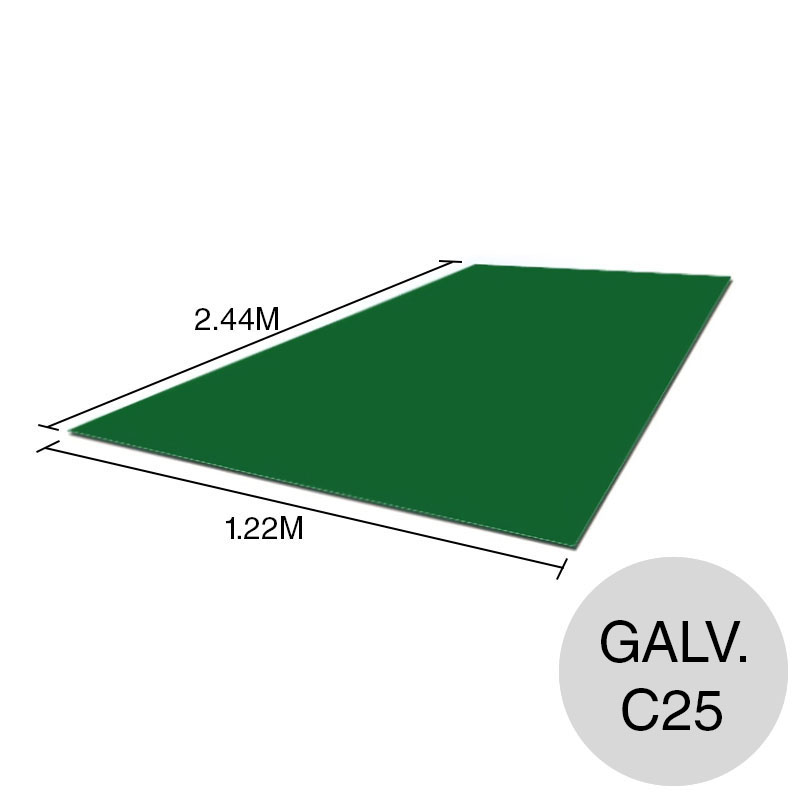 Chapa lisa C25 prepintada verde 1.22m x 2.44m x 0.50mm