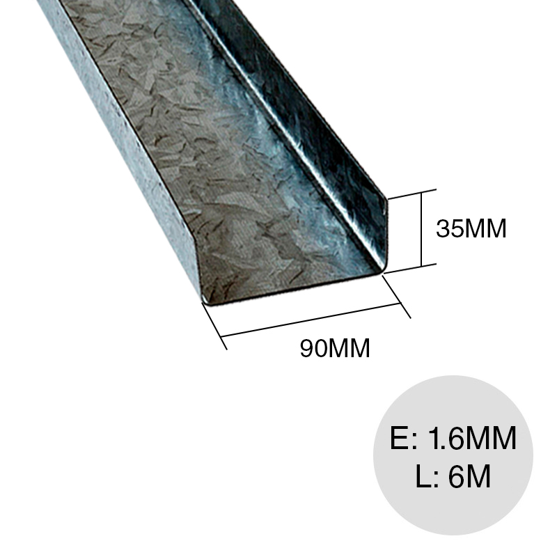 Perfil steel framing PGU 90mm x 35mm x 1.6mm x 6m