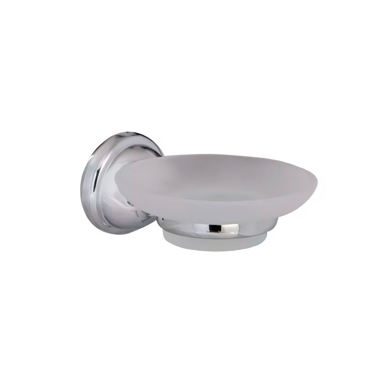 Jabonera baño metal y vidrio esmerilado Dali cromado brillante 60mm x 110mm x 141mm
