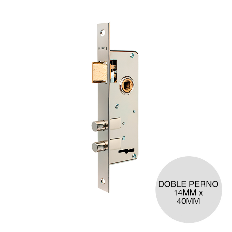Cerrojo de seguridad angosta doble perno caja x 14mm x 40mm x 126mm frente x 20mm x 183mm