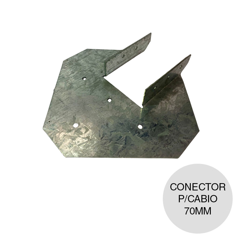 Conector p/cabios 70mm acero galvanizado 1.25mm x 140mm x 140mm
