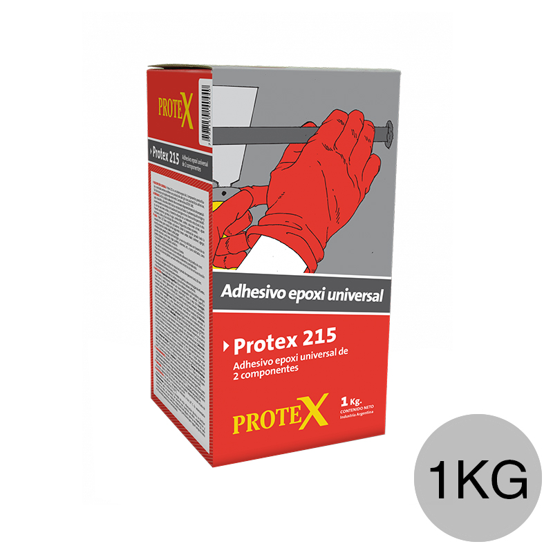 Adhesivo epoxi universal Protex 215 bicomponente predosificado gris caja x 1kg
