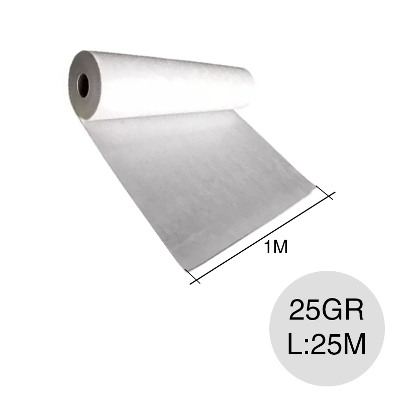 Manta no tejida poliester techos geotextil 25gr rollo x 1m x 25m