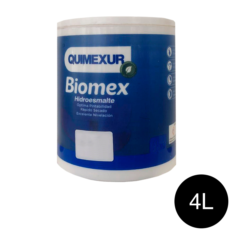 Hidroesmalte acrilico Biomex exterior interior negro satinado pote x 4l