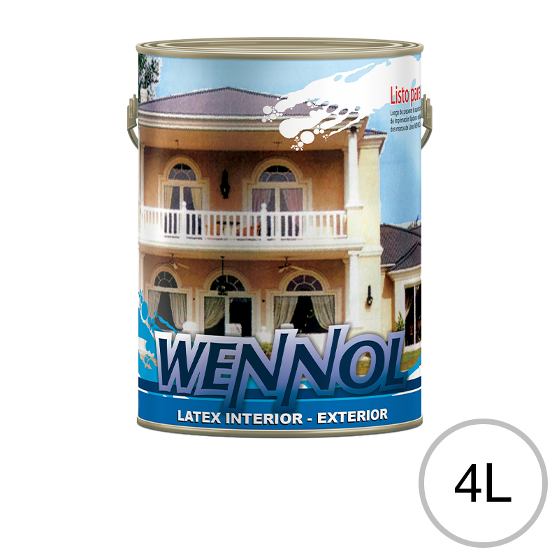 Pintura latex acrilica Wennol exterior interior blanco mate balde x 4l