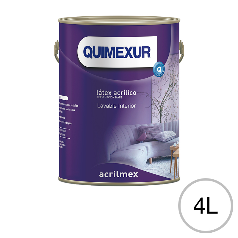 Latex acrilico Acrilmex lavable interior blanco mate balde x 4l