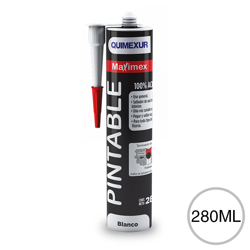 Sellador acrilico Maximex Pintable blanco cartucho x 280ml