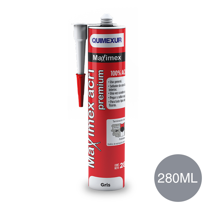 Sellador acrilico Maximex Acri p/fisuras y juntas gris cartucho x 280ml