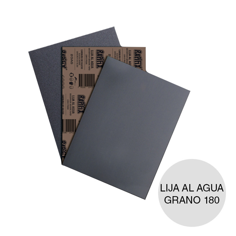 Lija al agua grano 180 hoja 230mm x 280mm
