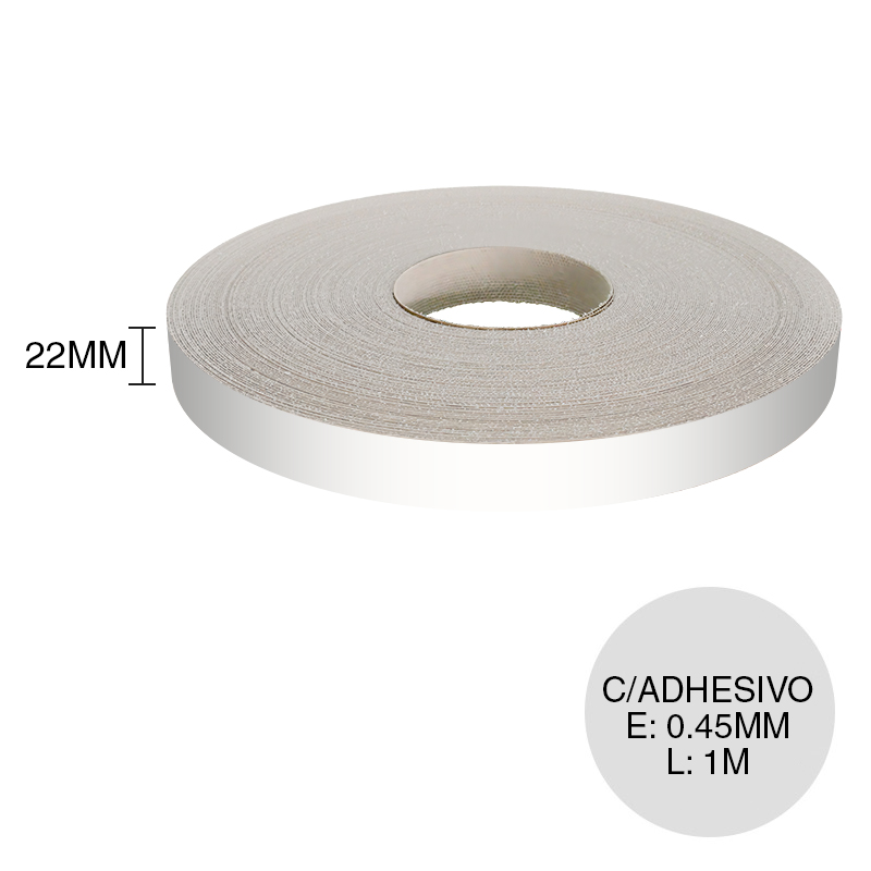 Canto ABS con adhesivo blanco everest 0.45mm x 22mm x 1m