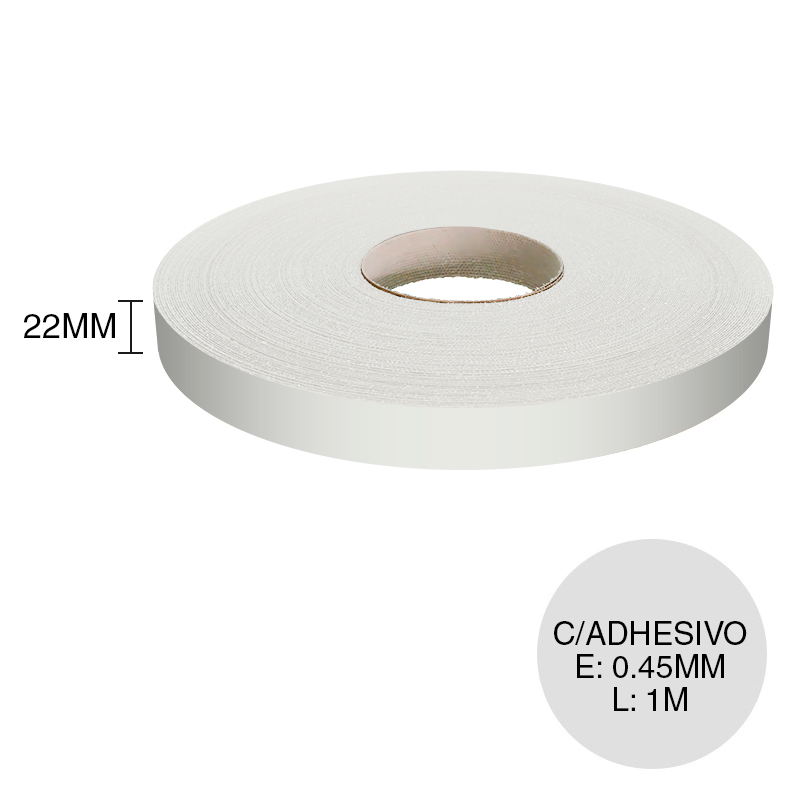 Canto ABS con adhesivo ceniza 0.45mm x 22mm x 1m