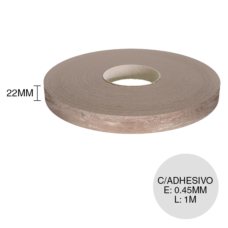 Canto ABS con adhesivo praga 0.45mm x 22mm x 1m