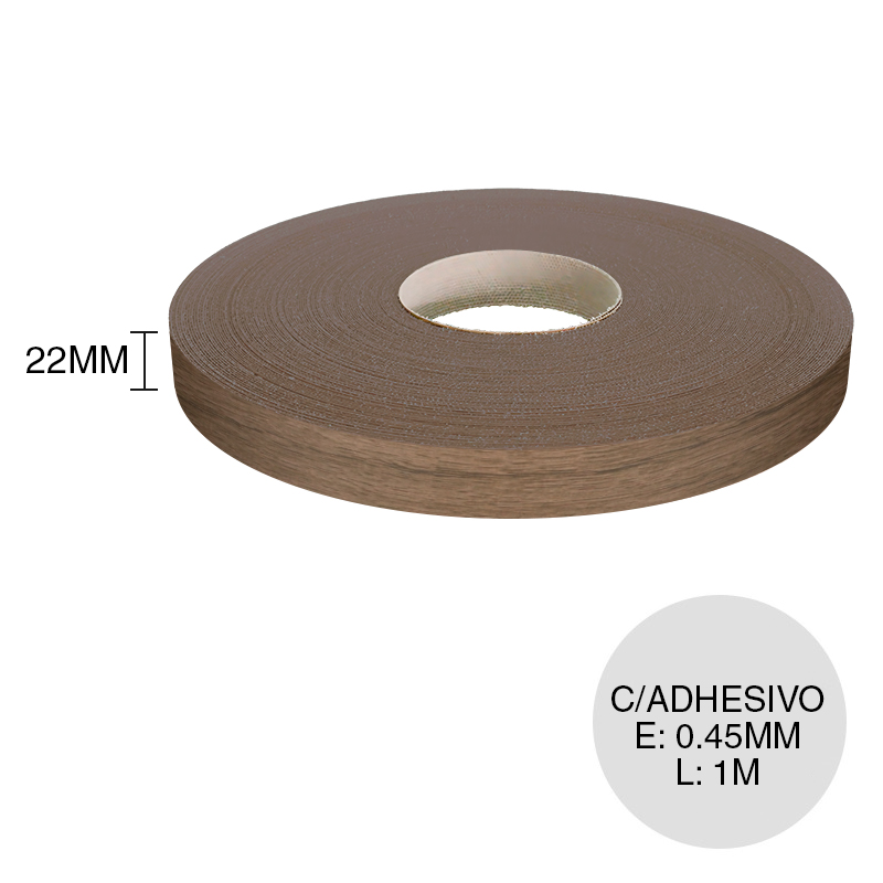 Canto ABS con adhesivo terrarum 0.45mm x 22mm x 1m