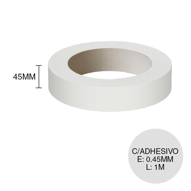Canto ABS con adhesivo ceniza 0.45mm x 45mm x 1m