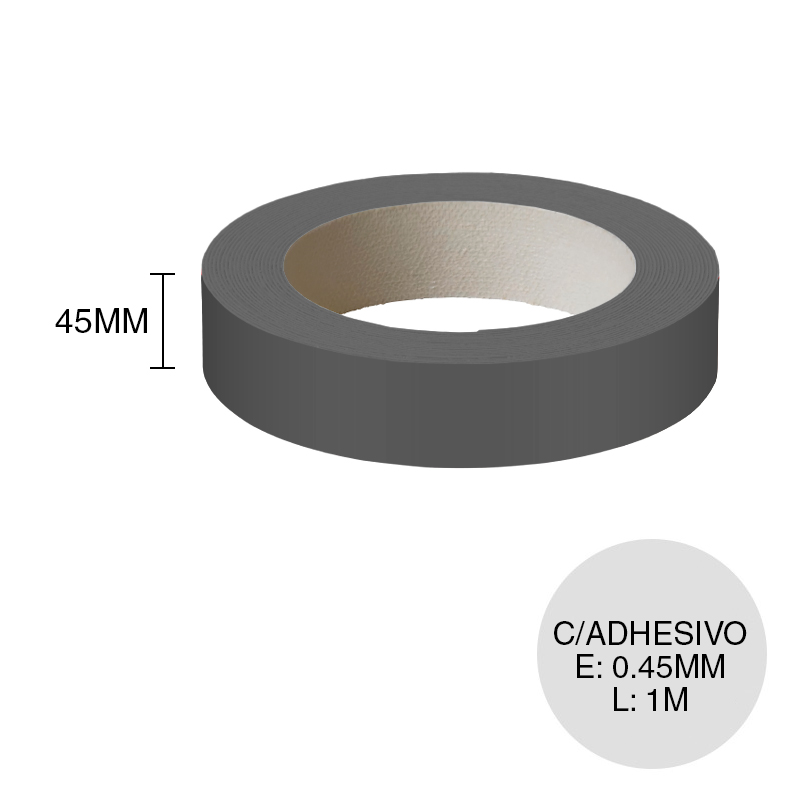 Canto ABS con adhesivo grafito 0.45mm x 45mm x 1m