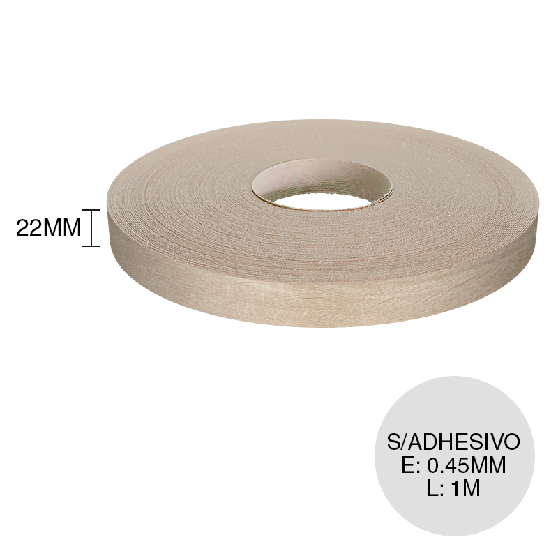 Canto ABS sin adhesivo roble escandinavo 0.45mm x 22mm x 1m