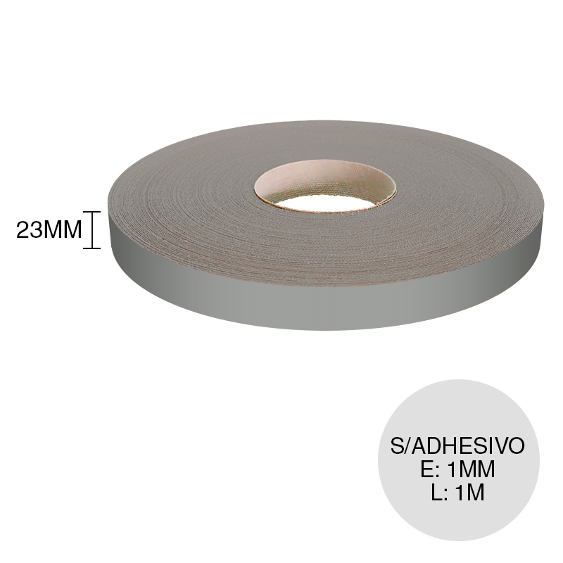 Canto ABS sin adhesivo grey matt 1mm x 23mm x 1m