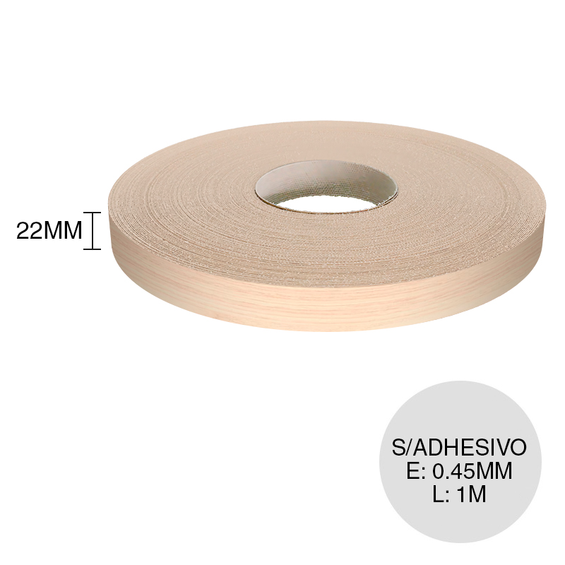 Canto ABS sin adhesivo kiri 0.45mm x 22mm x 1m