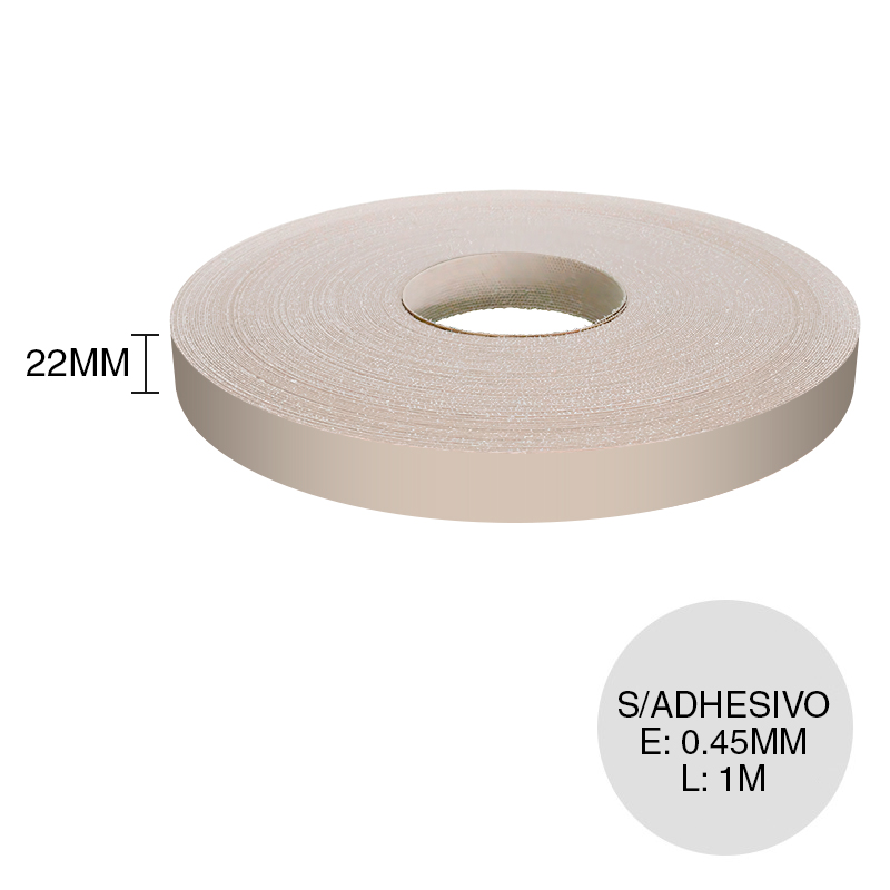 Canto ABS sin adhesivo litio 0.45mm x 22mm x 1m
