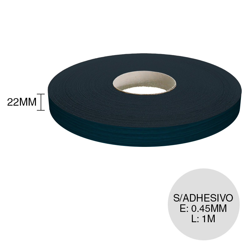 Canto ABS sin adhesivo seda azzurra 0.45mm x 22mm x 1m