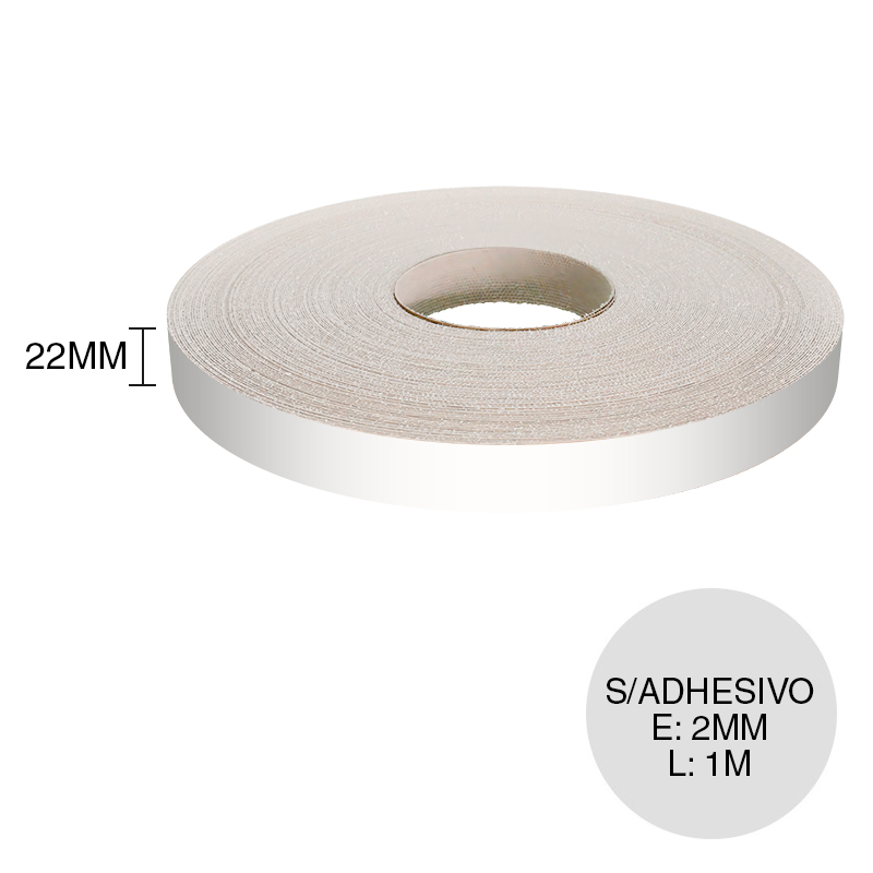 Canto ABS sin adhesivo blanco everest 2mm x 22mm x 1m