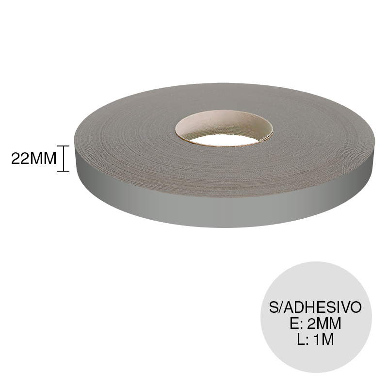 Canto ABS sin adhesivo gris basalto 2mm x 22mm x 1m