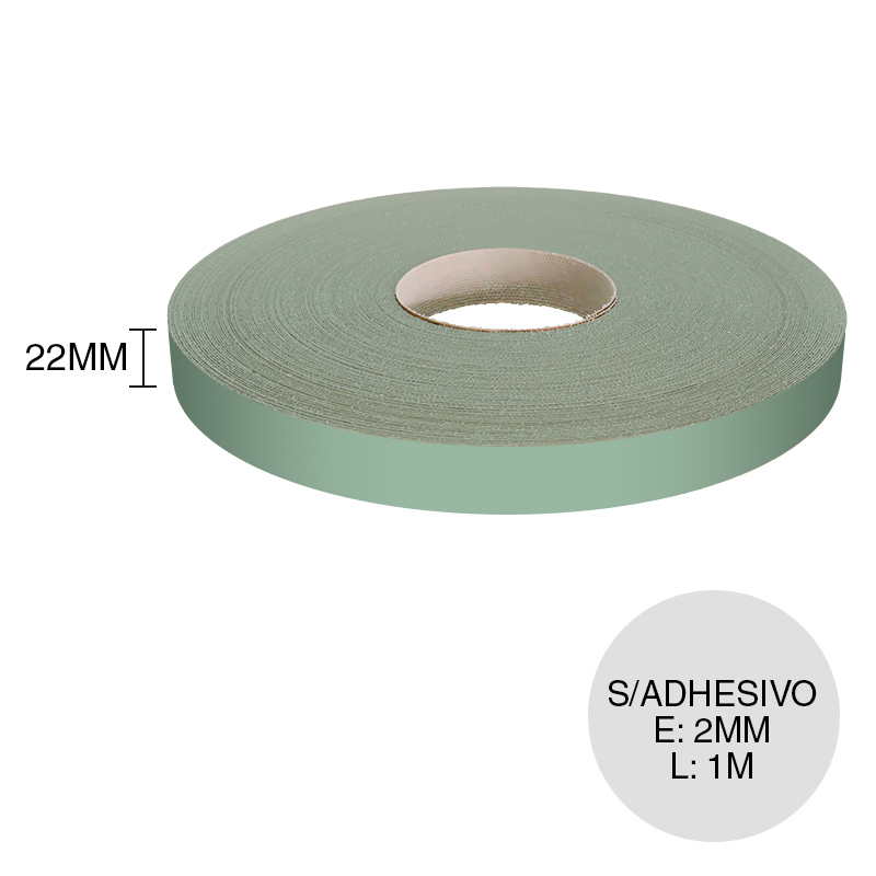 Canto ABS sin adhesivo jade 2mm x 22mm x 1m