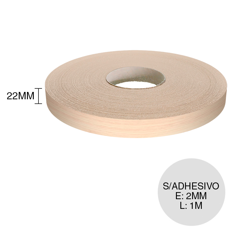Canto ABS sin adhesivo kiri 2mm x 22mm x 1m