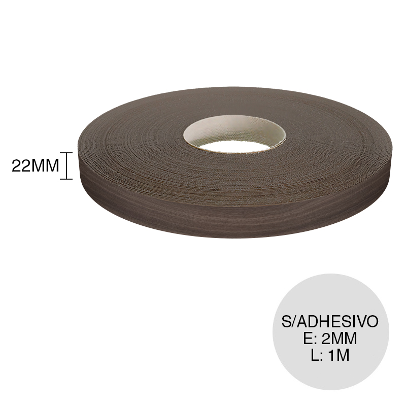 Canto ABS sin adhesivo merlot 2mm x 22mm x 1m