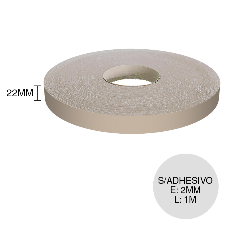 Canto ABS sin adhesivo sahara 2mm x 22mm x 1m