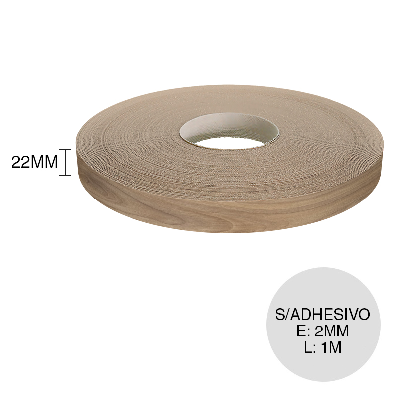 Canto ABS sin adhesivo scotch 2mm x 22mm x 1m