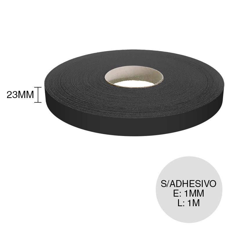Canto ABS sin adhesivo Rauvisio negro moro 1mm x 23mm x 1m