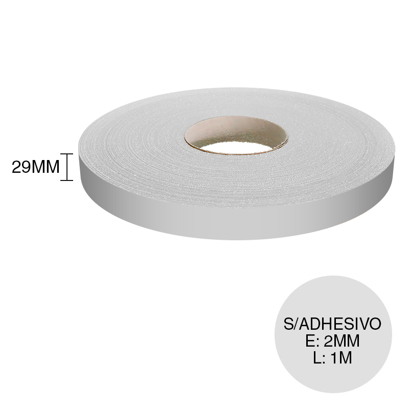 Canto ABS sin adhesivo gris humo 2mm x 29mm x 1m