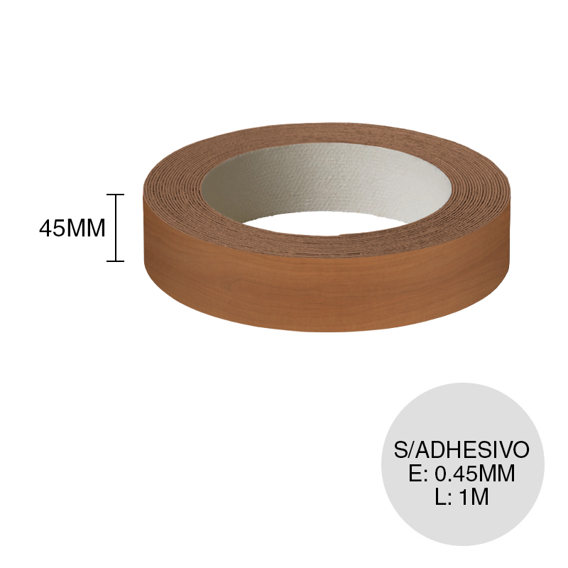 Canto ABS sin adhesivo cedro 0.45mm x 45mm x 1m