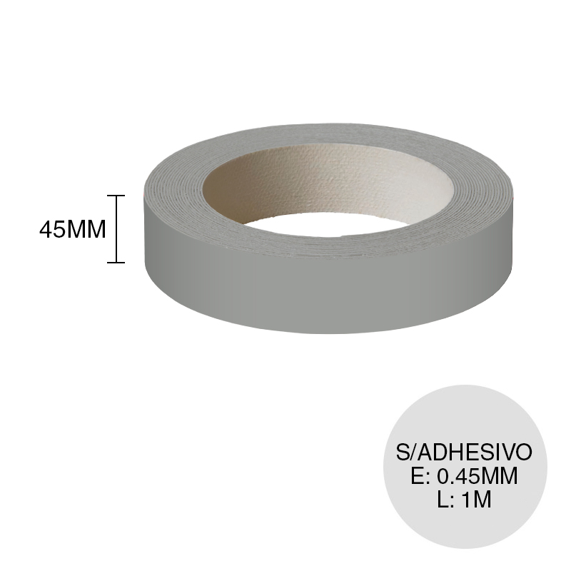 Canto ABS sin adhesivo gris basalto 0.45mm x 45mm x 1m