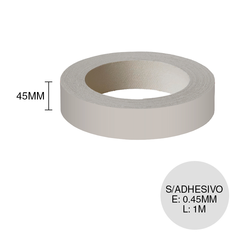 Canto ABS sin adhesivo gris caliza 0.45mm x 45mm x 1m