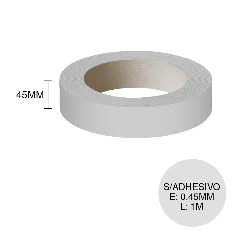 Canto ABS sin adhesivo gris humo 0.45mm x 45mm x 1m