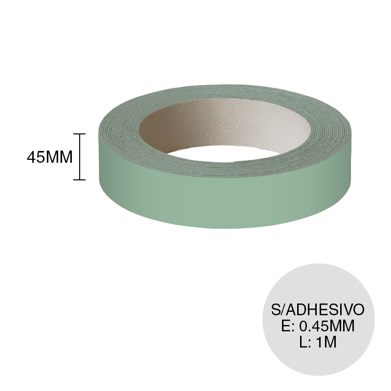 Canto ABS sin adhesivo jade 0.45mm x 45mm x 1m