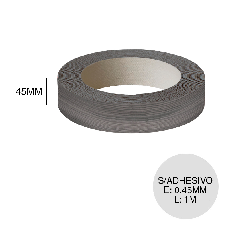 Canto ABS sin adhesivo linosa cinza 0.45mm x 45mm x 1m