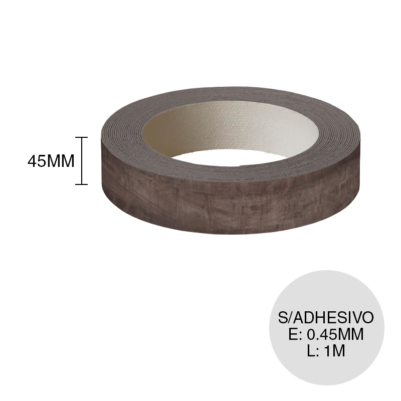 Canto ABS sin adhesivo moscu 0.45mm x 45mm x 1m