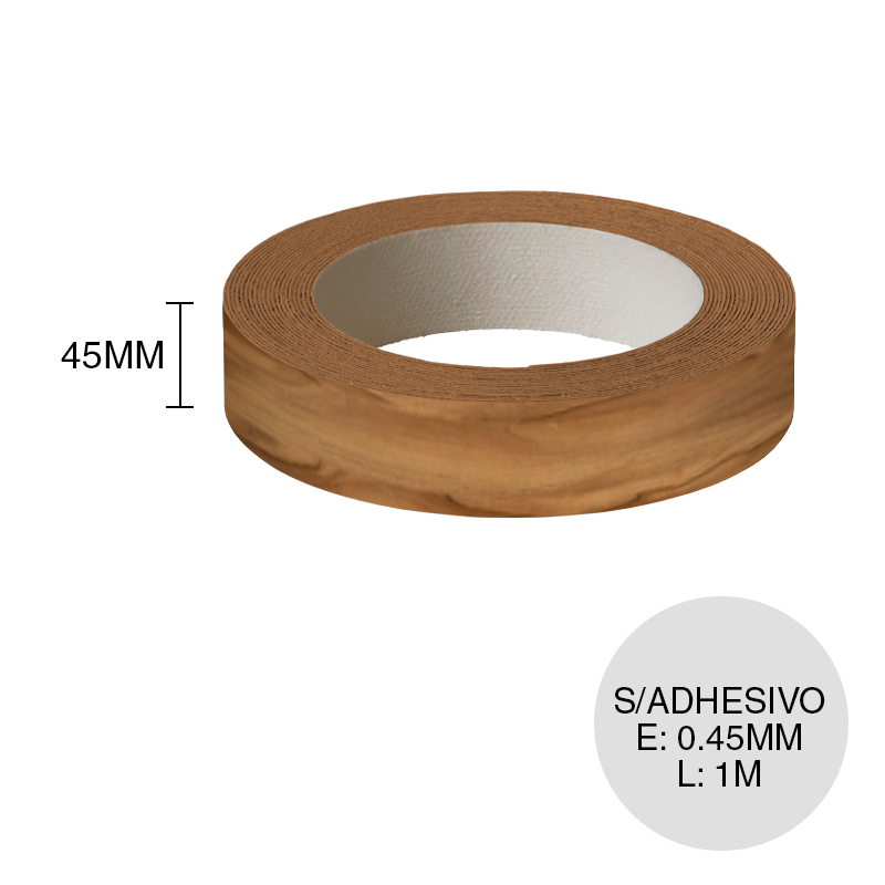 Canto ABS sin adhesivo nogal terracota 0.45mm x 45mm x 1m