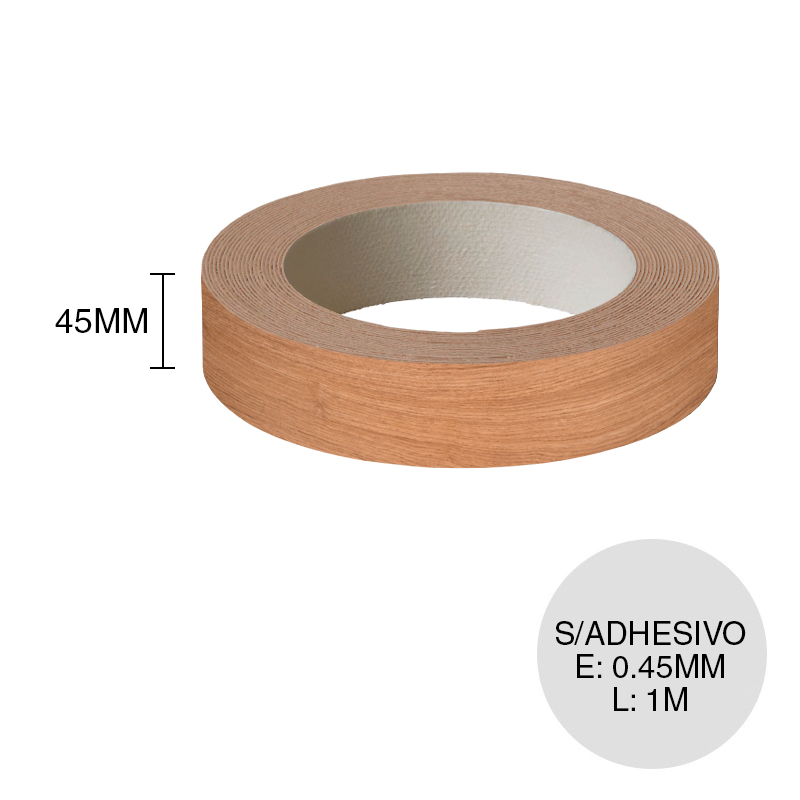 Canto ABS sin adhesivo olmo finlandes 0.45mm x 45mm x 1m