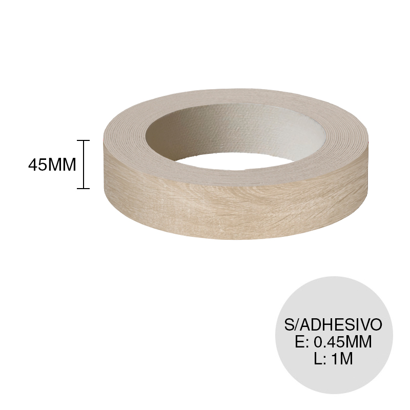 Canto ABS sin adhesivo roble escandinavo 0.45mm x 45mm x 1m