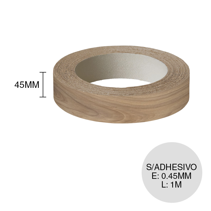 Canto ABS sin adhesivo scotch 0.45mm x 45mm x 1m