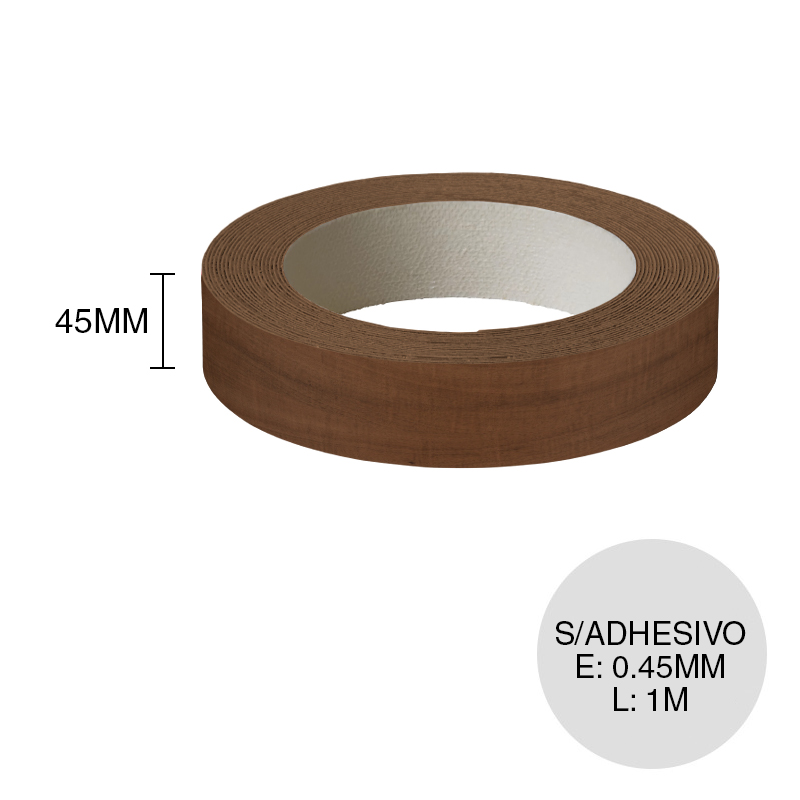 Canto ABS sin adhesivo tanganica tabaco 0.45mm x 45mm x 1m